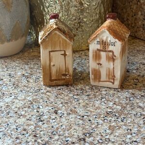 Vintage Japan Cottage House Salt & Pepper Shakers Hand-Painted Rustic Set